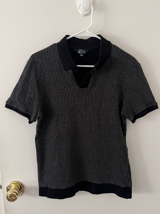 Ben Sherman Other - Ben Sherman Johnny Collar Knit Polo Textured Black White 100% Cotton Small